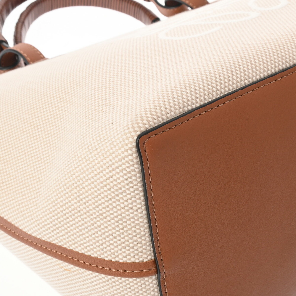 Loewe Anagram Tote Bag Ecru Tan Canvas Calfskin - Picture 6 of 9